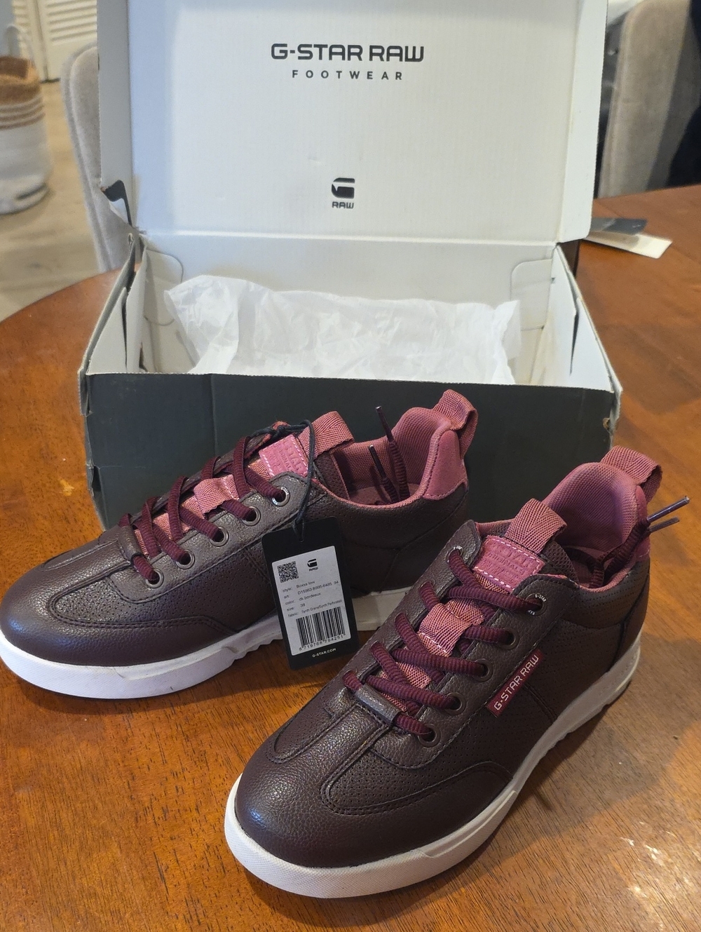 G-Star Burgundy and Pink Low-Top Sneakers Womens 7.5 Men's